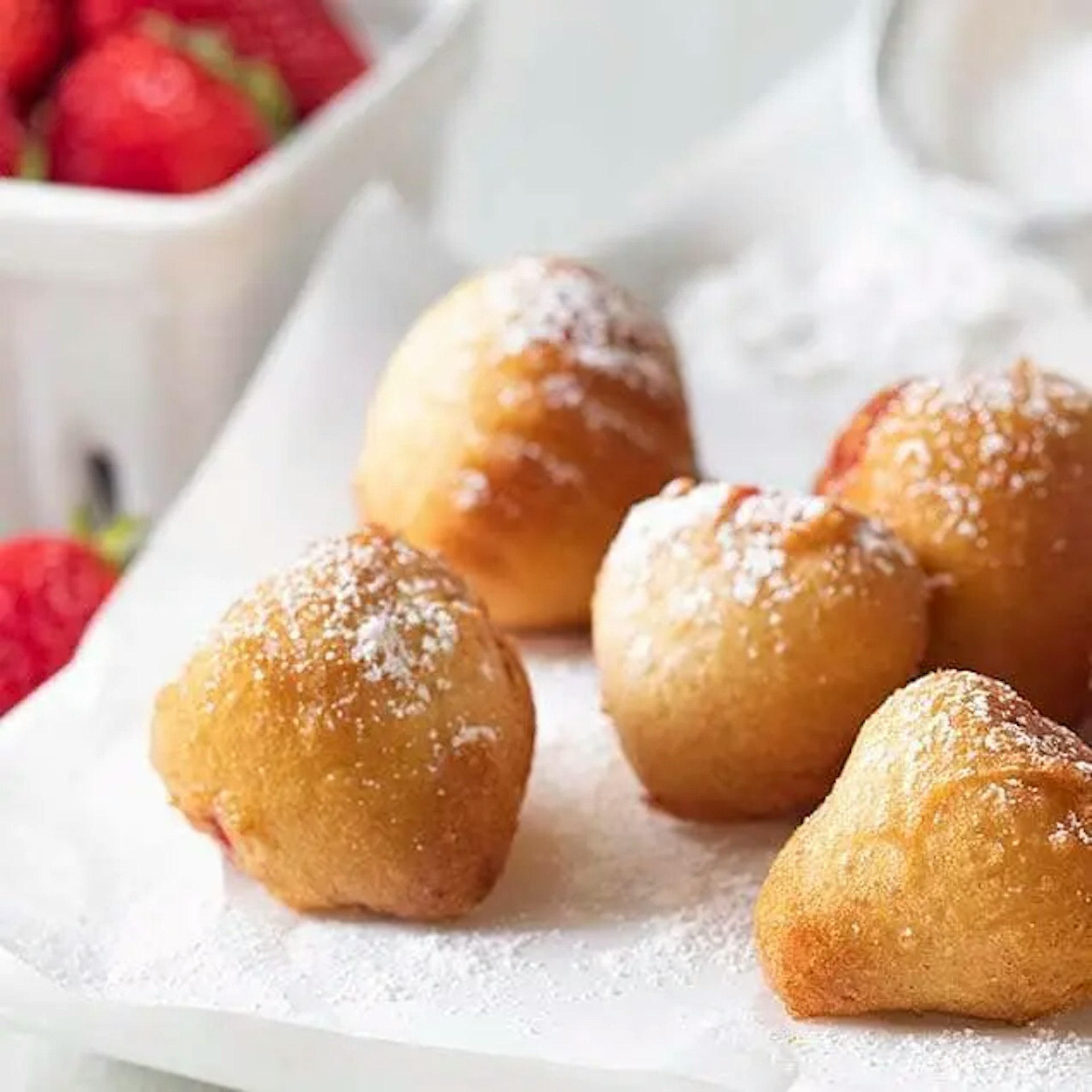 Whole Strawberry Tempura Fritters Recipe Card