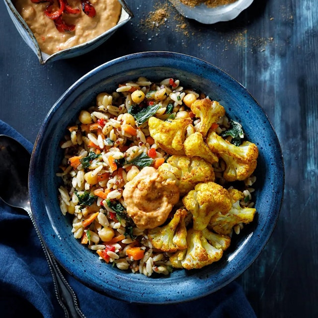 Multi Grain Orzo Chickpea Kale and Roasted Cauliflower Bowl.jpg