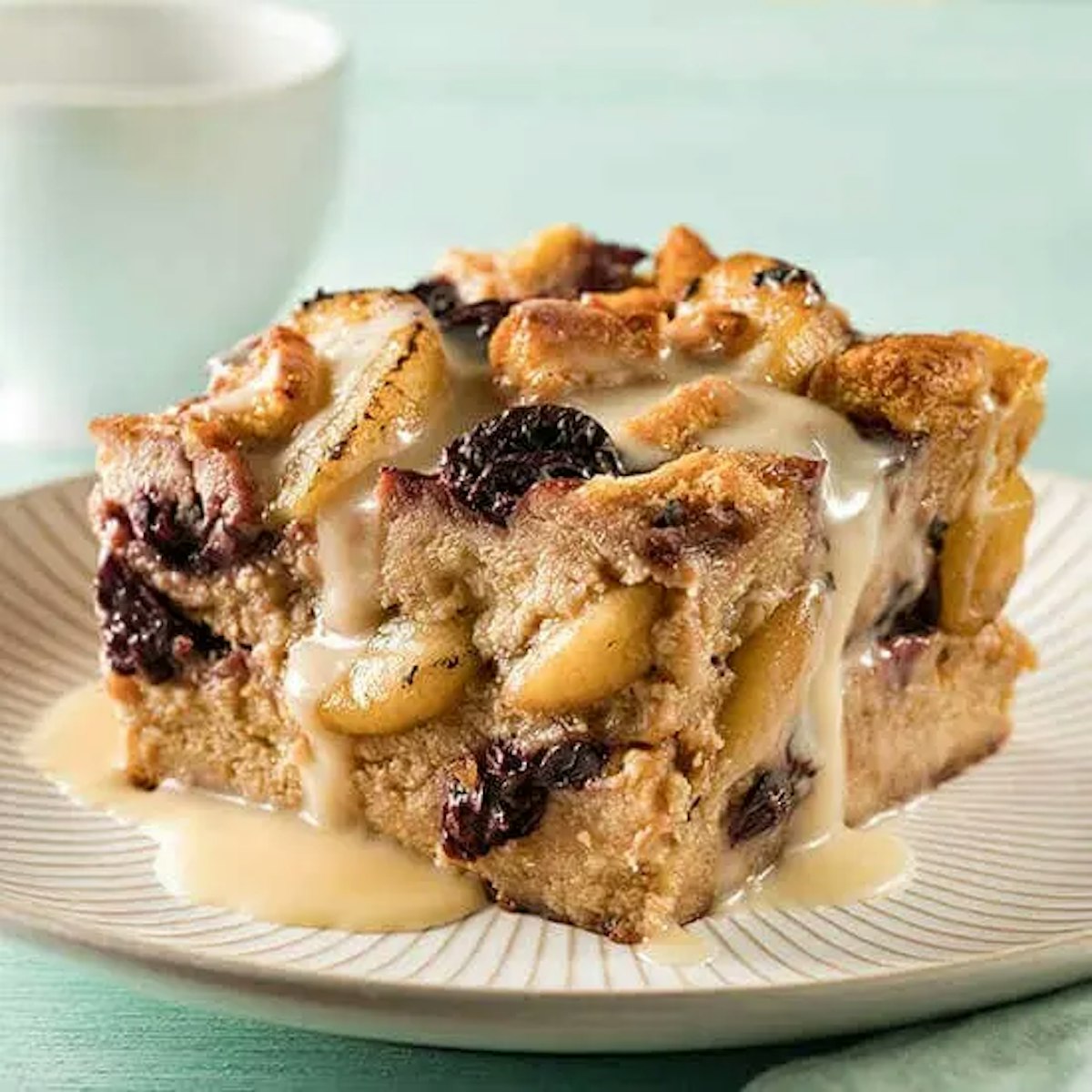 Flame-Roasted Fuji Apple and Cherry Bread Pudding Recipe Card