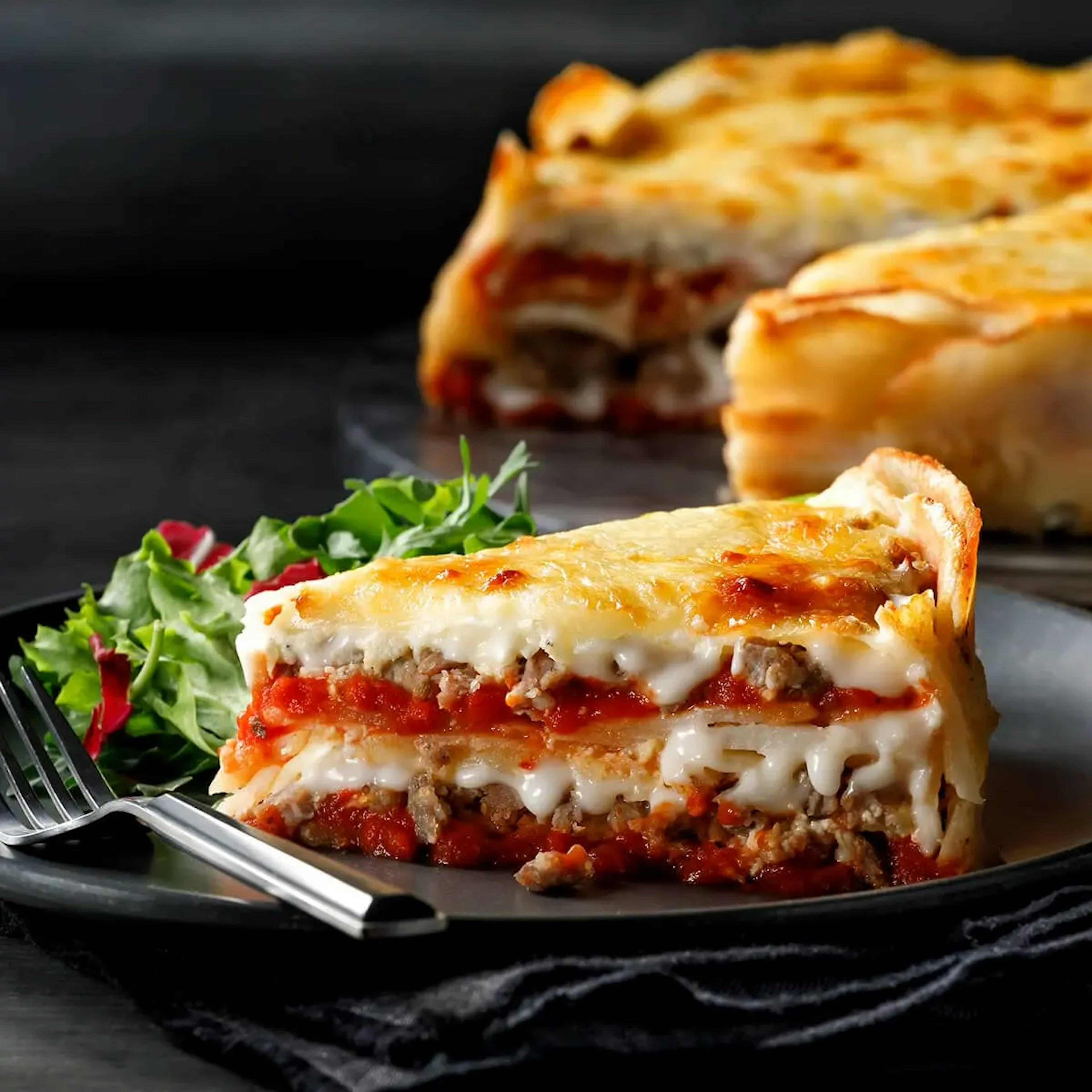 Zesty Italian Sausage Potato Lasagna Recipe Card