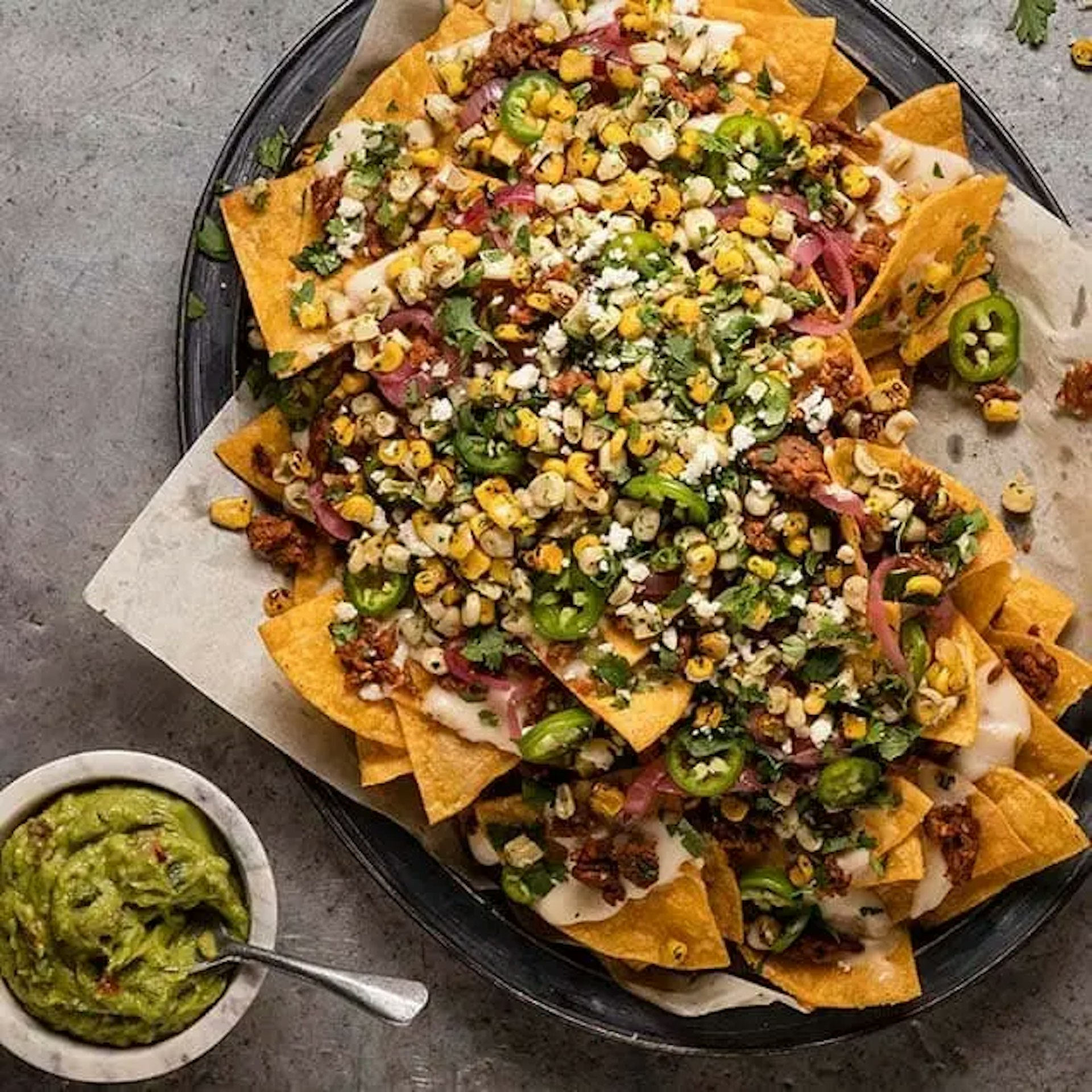 Spicy Corn and Jalapeño Nachos Recipe Card